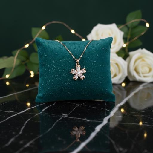 Sparkling Petals Pendant Chain - Rose Gold